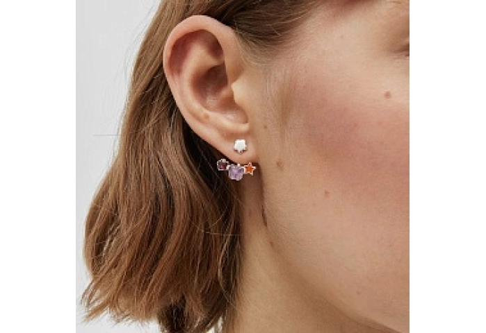 1 SILVER EARRING+3 GEMS ADJUSTABLE PIECE