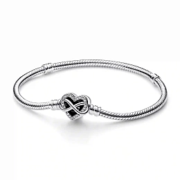 Snake chain sterling silver bracelet with infinity