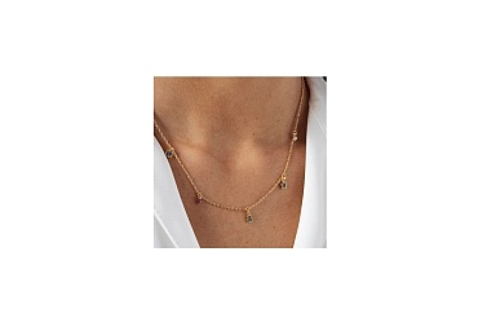 SILVER GOLDPLATED CHOKER GEMS PEARL 45CM