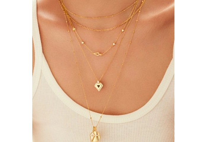 Gold Beaded Chain Necklace