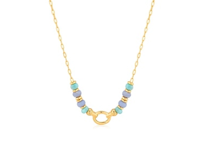Gold Amazonite and Agate Charm Connector Necklace