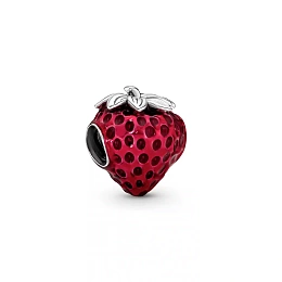 Strawberry sterling silver charm with transparent 