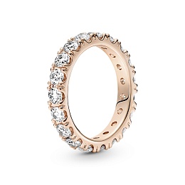 14k Rose gold-plated ring with clear cubic zirconi