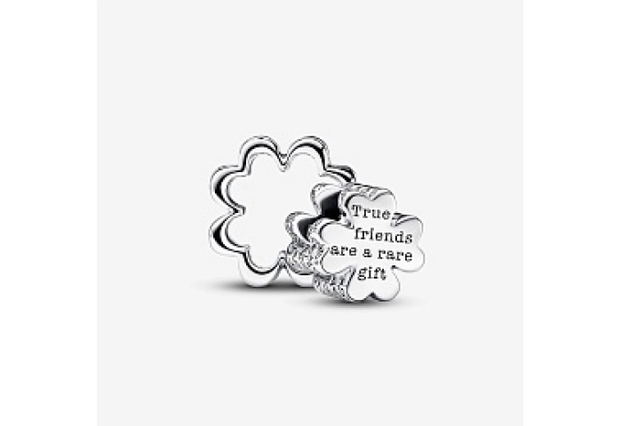 Clover sterling silver splittable charm with icy g