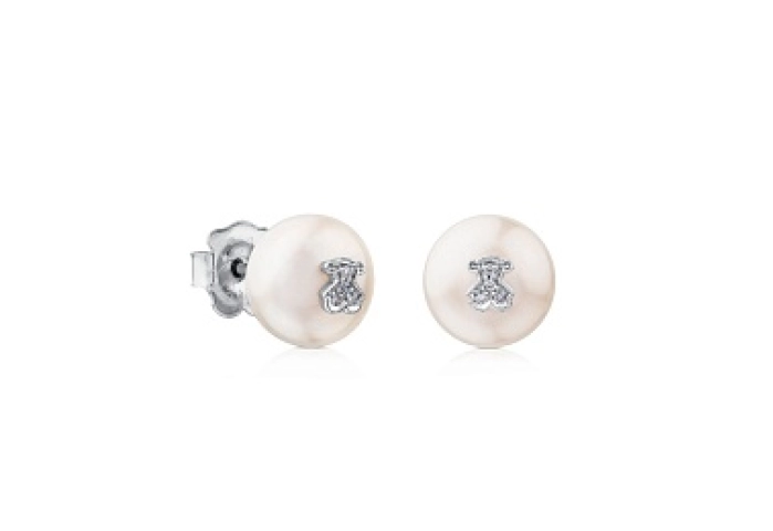 18KT GOLD EARRINGS 0,02CT H/SI DIA.PEARL