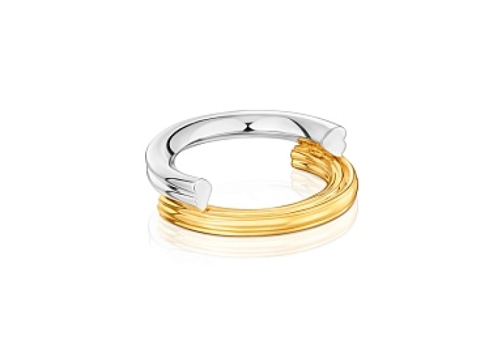 SILVER GOLD PLATED RING BEAR 2 TONE N14