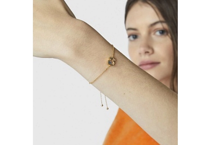 SILVER GOLD PLATED BRACELET GLASS BEAR