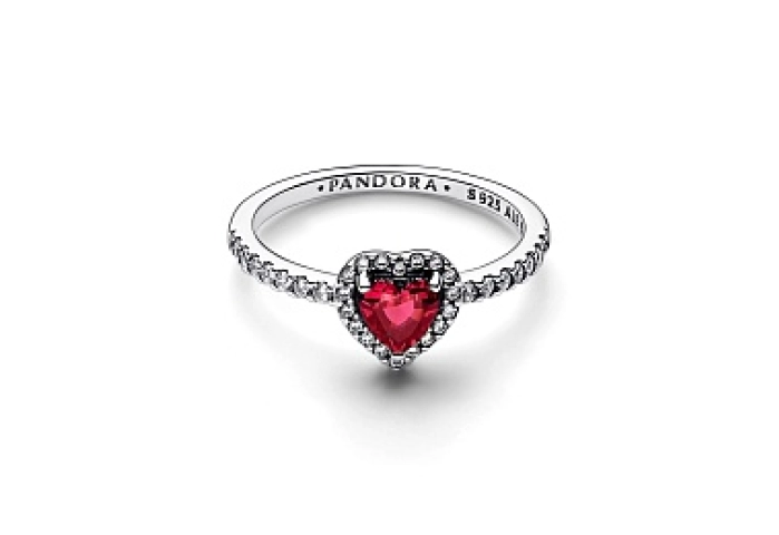Heart sterling silver ring with cherries jubilee r