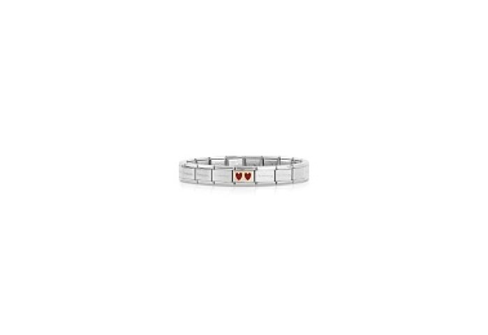 Composable Classic LOVE acciaioDoppio cuore ROSSO/