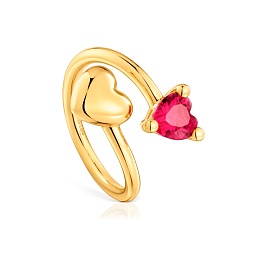 SILVER GOLDPLATED RING LGG RUBY HEART