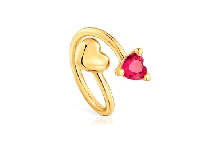 SILVER GOLDPLATED RING LGG RUBY HEART