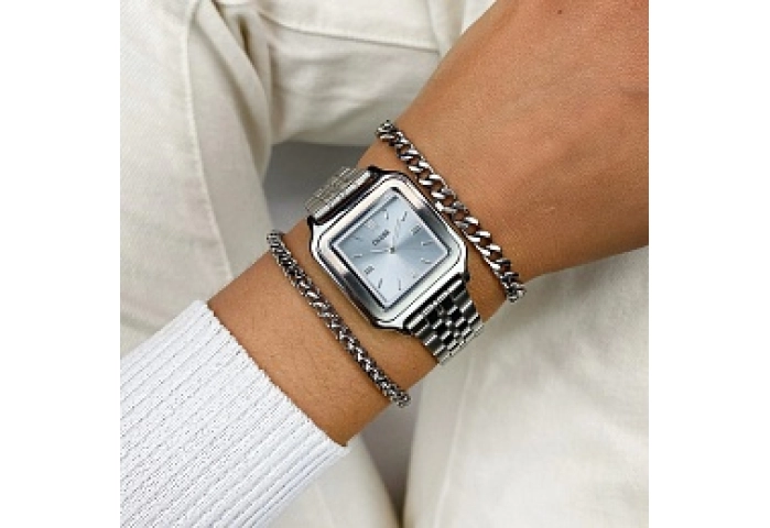 Gracieuse Watch Steel, Light Blue, Silver Colour