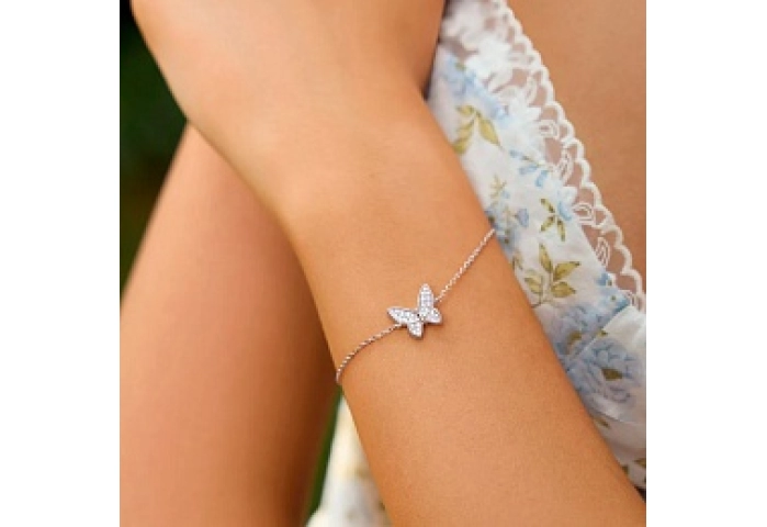 Silver Butterfly Pavé Bracelet
