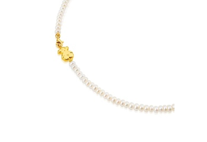CULTURED PEARL NECKLACE 18KT GOLD BEAR