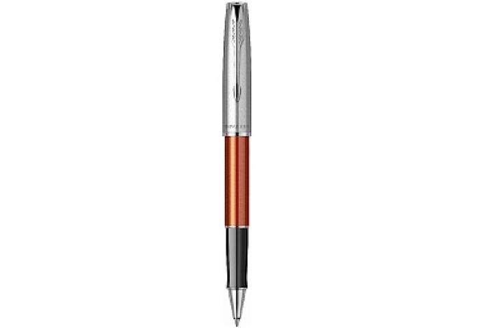 Ручка-роллер Parker &quot;Sonnet Sand Blasted Metal&Orange Lacquer&quot; черная, 0,5мм, подарочная упаковка
