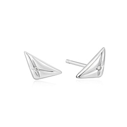 Silver Triangle Kiss Studs