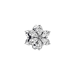 Herbarium cluster sterling silver charm with clear cubic zirconia