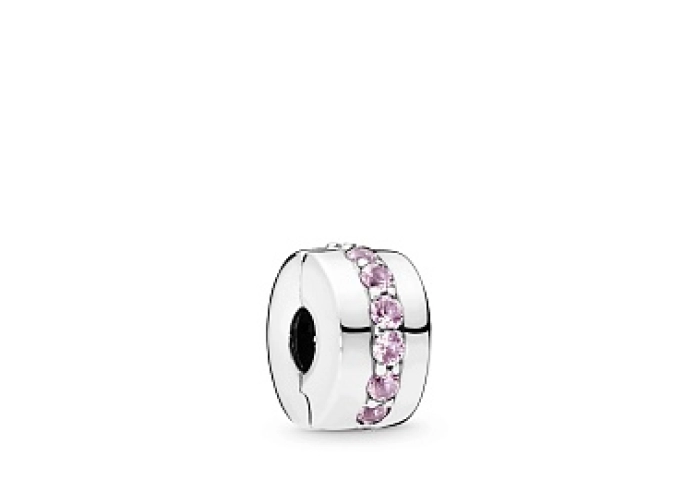 Silver clip with pink cubic zirconia