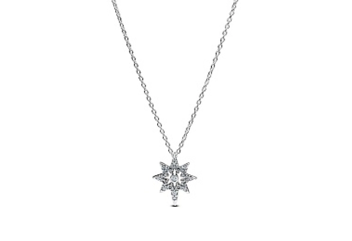 North star sterling silver pendant necklace with c
