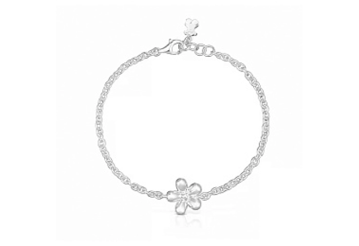 SILVER BRACELET FLOWER CHAIN 17CM