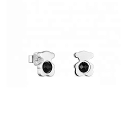 SILVER EARRINGS BEAR 10MM ONYX