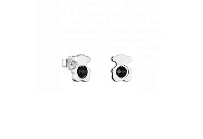 SILVER EARRINGS BEAR 10MM ONYX