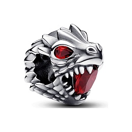 Game of Thrones Dragon head sterling silver charm with salsa red crystal