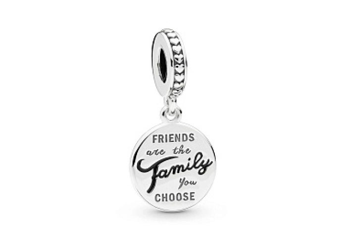 Tag silver dangle with black enamel