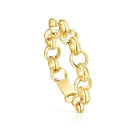 SILVER GOLD PLATED RING CHAIN ROLO N12