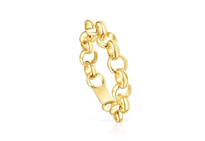 SILVER GOLD PLATED RING CHAIN ROLO N12