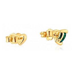 SILVER GOLD PLATED EARR. LGG EMERALD
