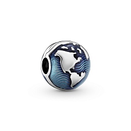 Globe sterling silver clip with transparent blueenamel