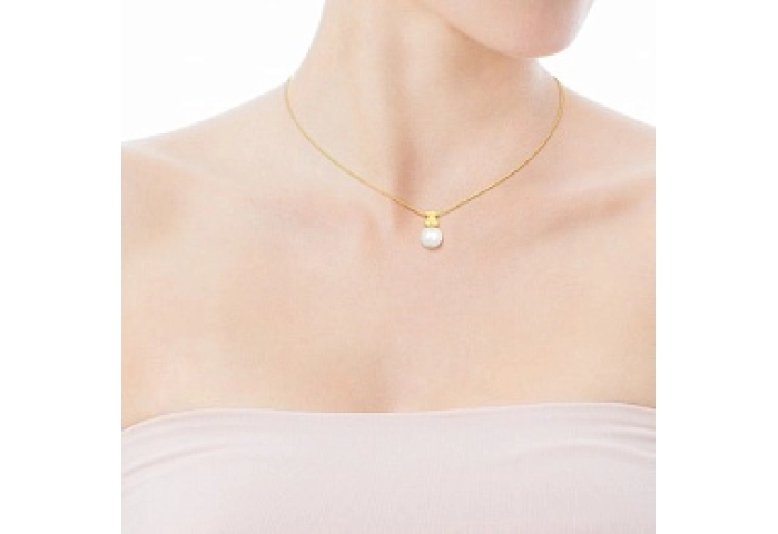 18KT GOLD CHOKER CULTURED PEARL CHAIN