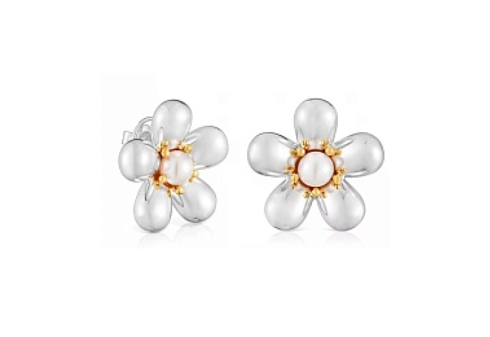 SILVER GOLD PLATED FLOWER PEARL 27MM