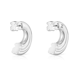 SILVER HOOP EARRINGS 25MM BEAR PUSH BACK