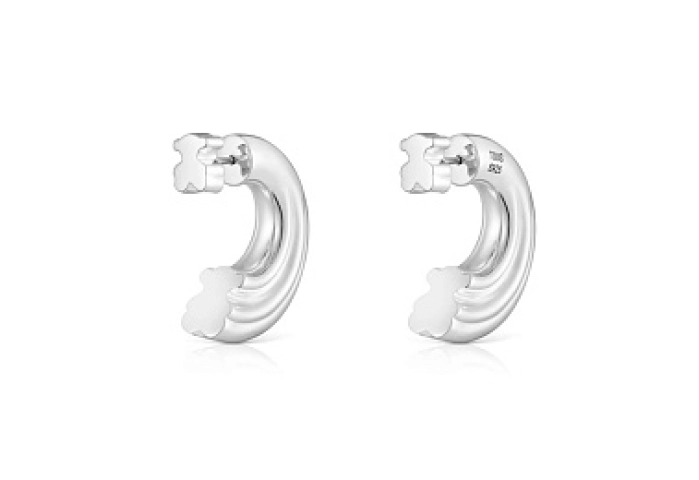 SILVER HOOP EARRINGS 25MM BEAR PUSH BACK