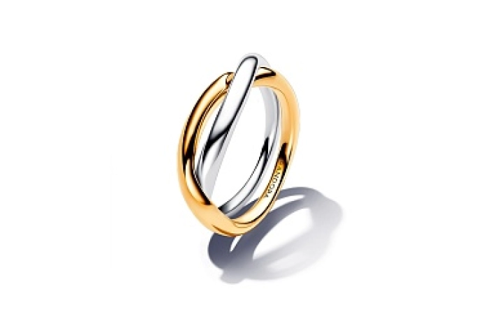 Sterling silver and 14k gold-plated entwined rings