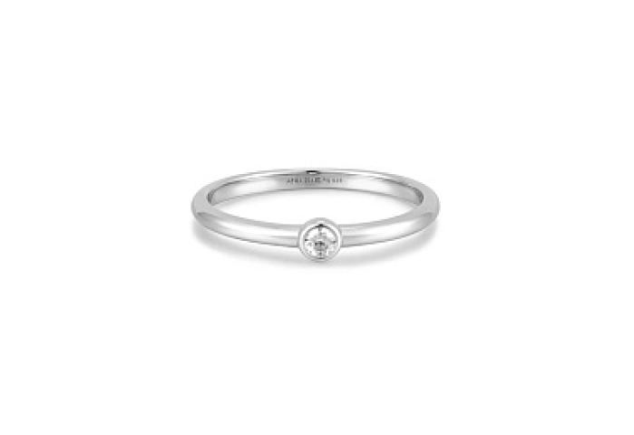 Silver Half Round Cubic Zirconia Ring