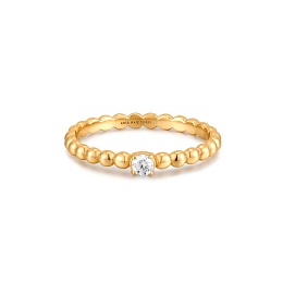 Gold Cubic Zirconia Round Dome Ring