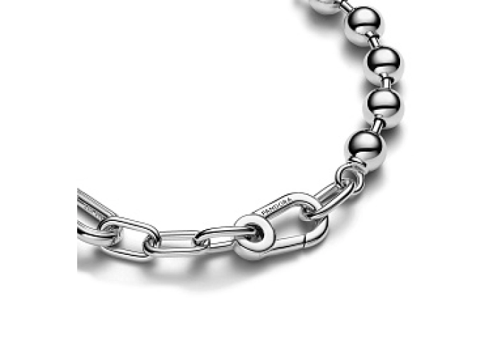 Sterling silver bead and link bracelet