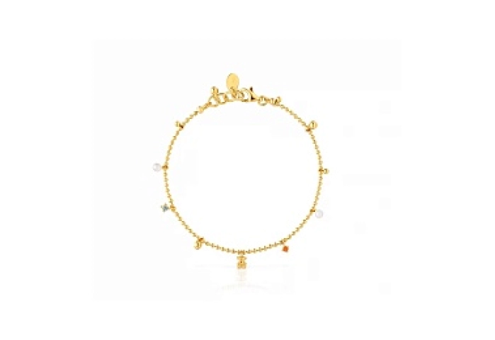 SILVER GOLD PLATED BRACELET GEMS PEARLS