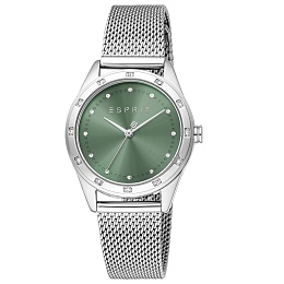 ESPRITCase,Bracelet,GreenWomen3 Hands,Dial,Watch,Stainless5 ATMSilverSteelColorMesh