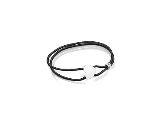 SILVER BRACELET 11MM BLACK ELASTIC BAND