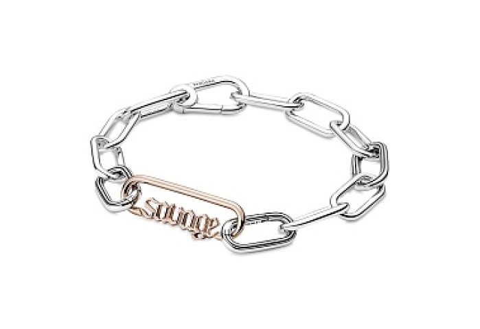 Savage script 14k rose gold-plated word link /789659C00