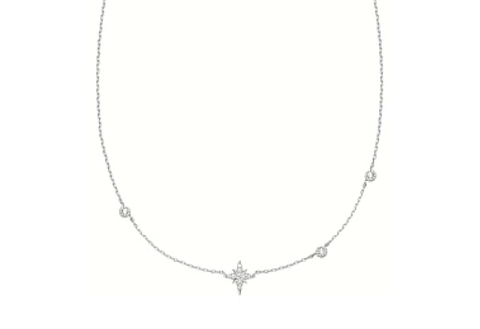 Silver Eight-Pointed Star Cubic Zirconia Station N