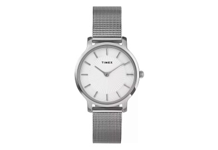 Transcend- 34mm Silvertone with White Dial