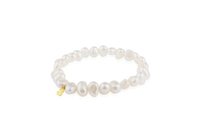 CULTURED PEARL BRACELET 18KT GOLD BEAR