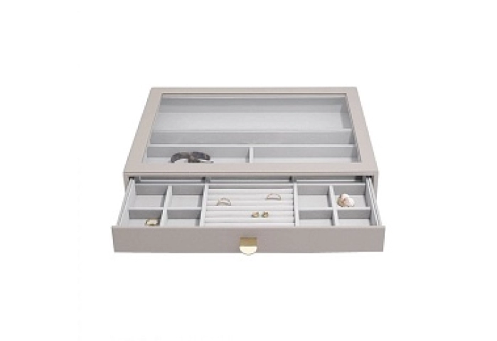 Taupe Supersize Ring Bracelet Drawer With Glass Li