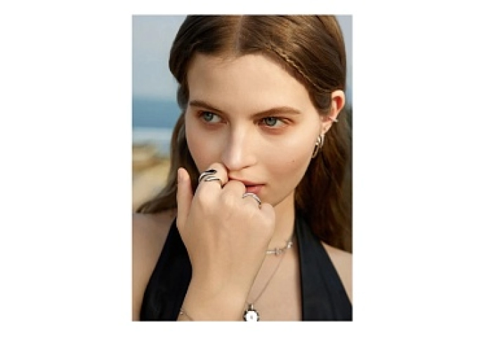 Silver Black Agate Wrap Adjustable Ring
