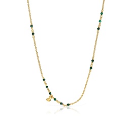 SILVER GOLDPLATED CHOKER MALACHITE 45CM